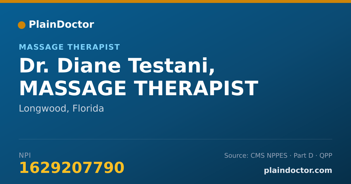 Shareable card for Diane Testani, MASSAGE THERAPIST - Massage Therapist, Longwood, FL