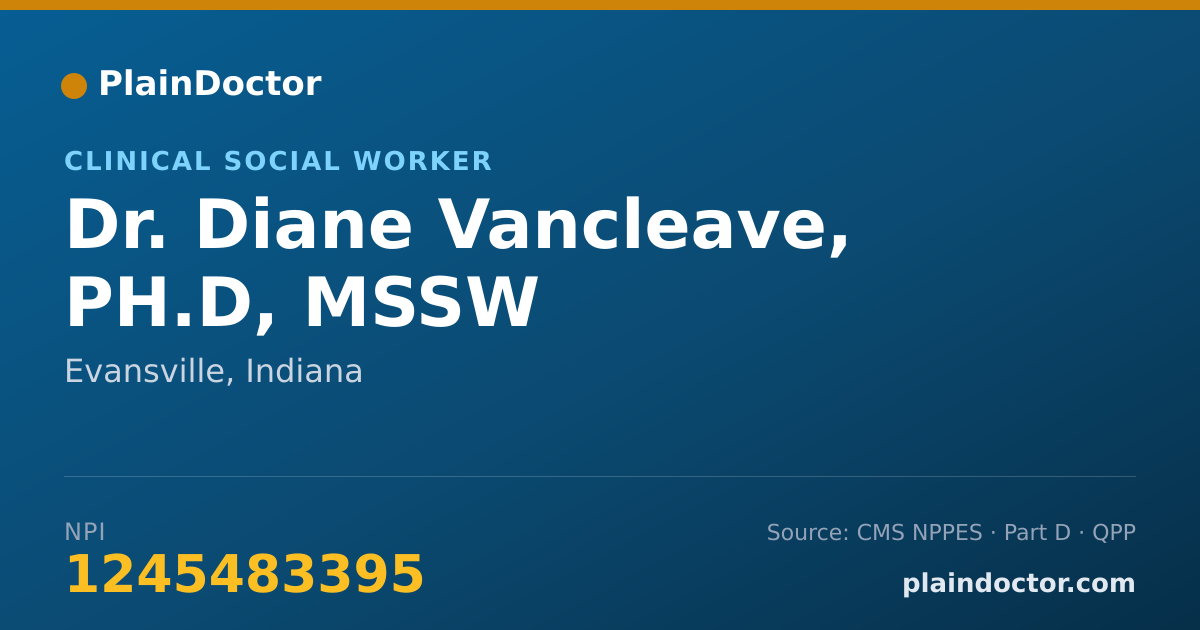 Shareable card for Diane Vancleave, PH.D, MSSW - Clinical Social Worker, Evansville, IN