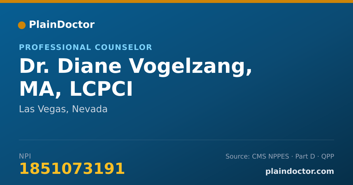 Shareable card for Diane Vogelzang, MA, LCPCI - Professional Counselor, Las Vegas, NV
