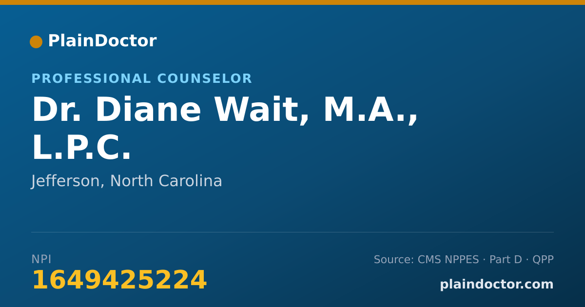 Shareable card for Diane Wait, M.A., L.P.C. - Professional Counselor, Jefferson, NC
