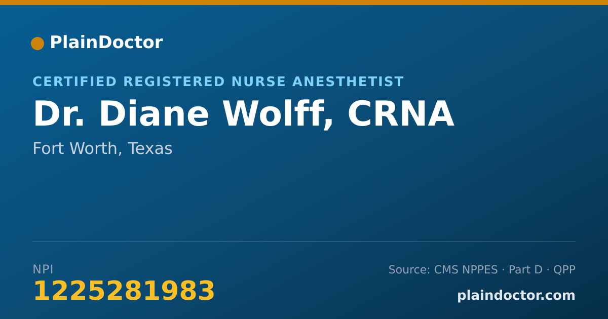 Shareable card for Diane Wolff, CRNA - Certified Registered Nurse Anesthetist, Fort Worth, TX