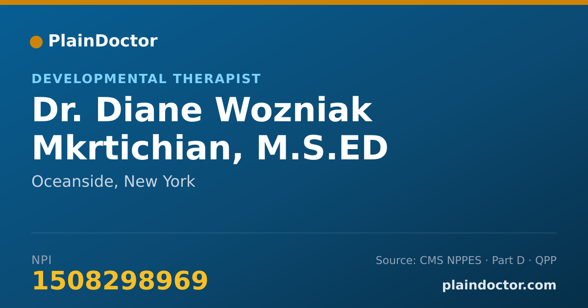 Shareable card for Diane Wozniak Mkrtichian, M.S.ED - Developmental Therapist, Oceanside, NY