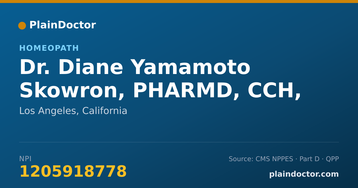 Shareable card for Diane Yamamoto Skowron, PHARMD, CCH, CH, CI - Homeopath, Los Angeles, CA