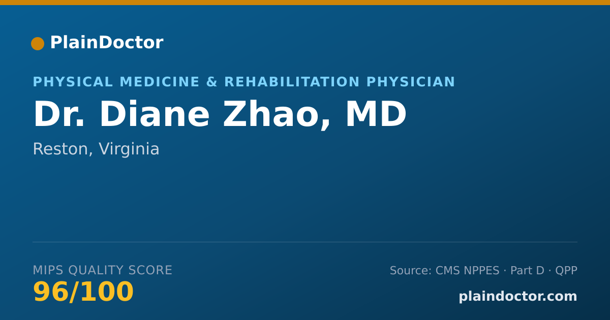 Shareable card for Diane Zhao, MD - Physical Medicine & Rehabilitation Physician, Reston, VA