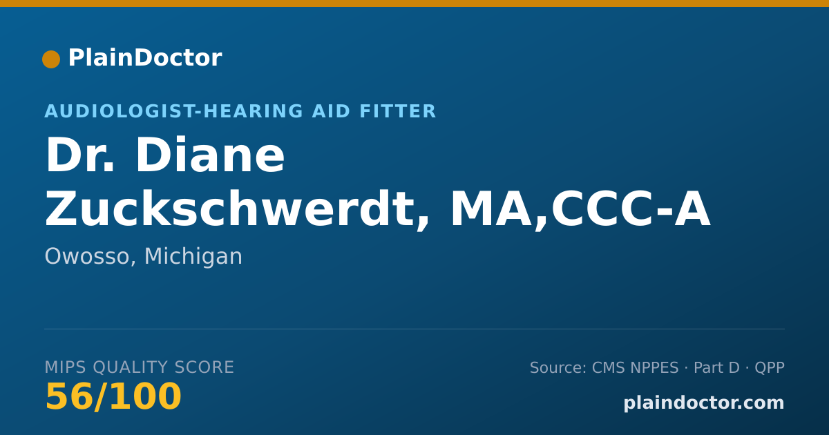 Shareable card for Diane Zuckschwerdt, MA,CCC-A - Audiologist-Hearing Aid Fitter, Owosso, MI