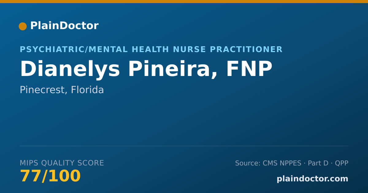 Shareable card for Dianelys Pineira, FNP - Psychiatric/Mental Health Nurse Practitioner, Pinecrest, FL