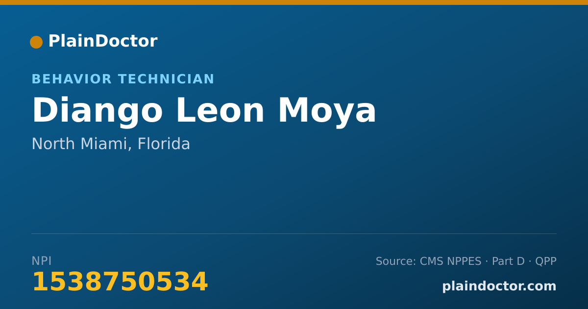 Shareable card for Diango Leon Moya - Behavior Technician, North Miami, FL