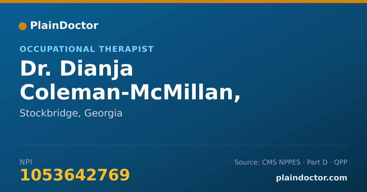 Shareable card for Dianja Coleman-McMillan, OTR/L - Occupational Therapist, Stockbridge, GA