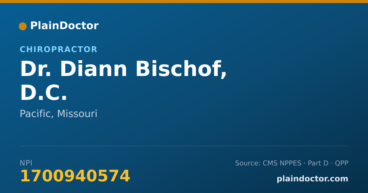 Shareable card for Diann Bischof, D.C. - Chiropractor, Pacific, MO