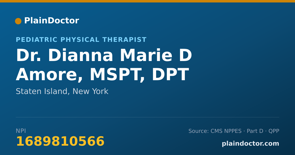 Shareable card for Dianna Marie D Amore, MSPT, DPT - Pediatric Physical Therapist, Staten Island, NY