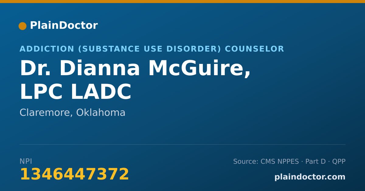 Shareable card for Dianna McGuire, LPC LADC - Addiction (Substance Use Disorder) Counselor, Claremore, OK