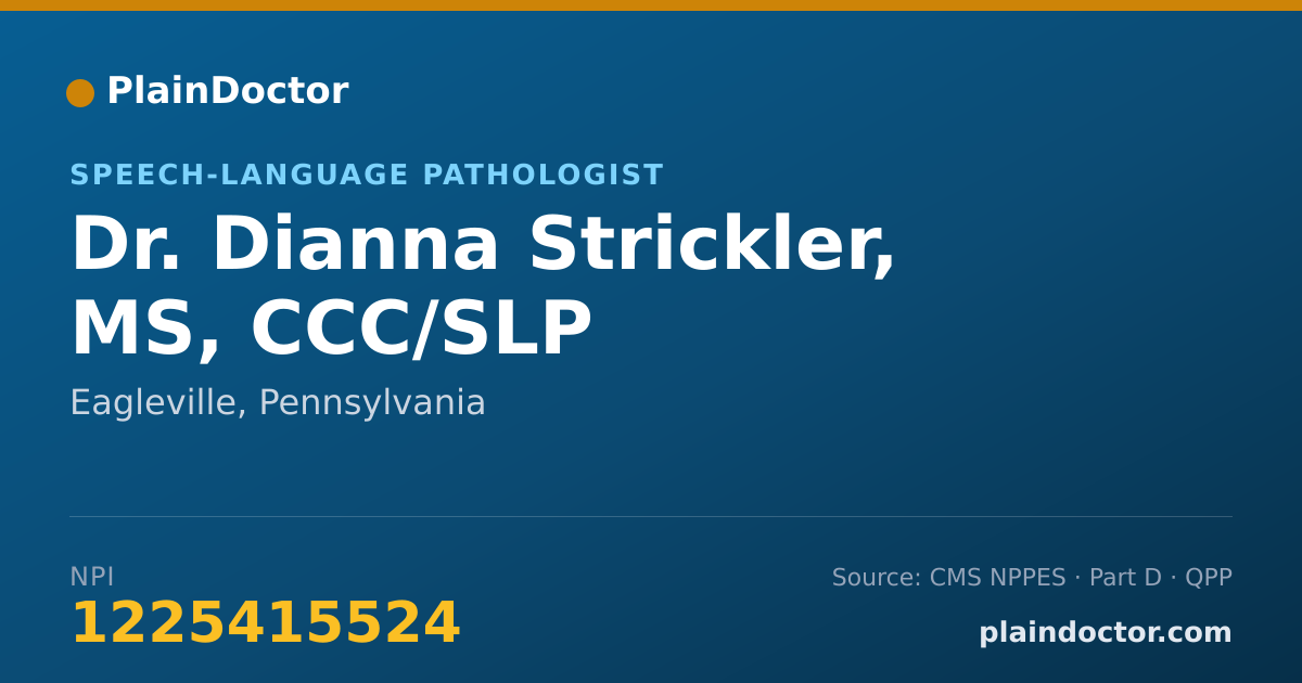 Shareable card for Dianna Strickler, MS, CCC/SLP - Speech-Language Pathologist, Eagleville, PA