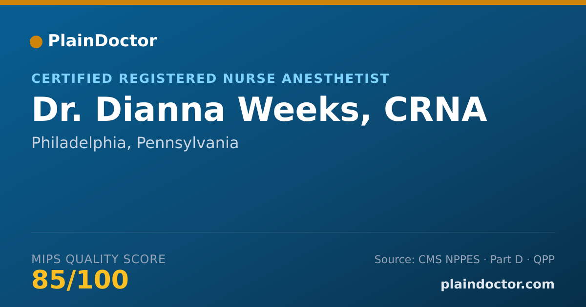 Shareable card for Dianna Weeks, CRNA - Certified Registered Nurse Anesthetist, Philadelphia, PA