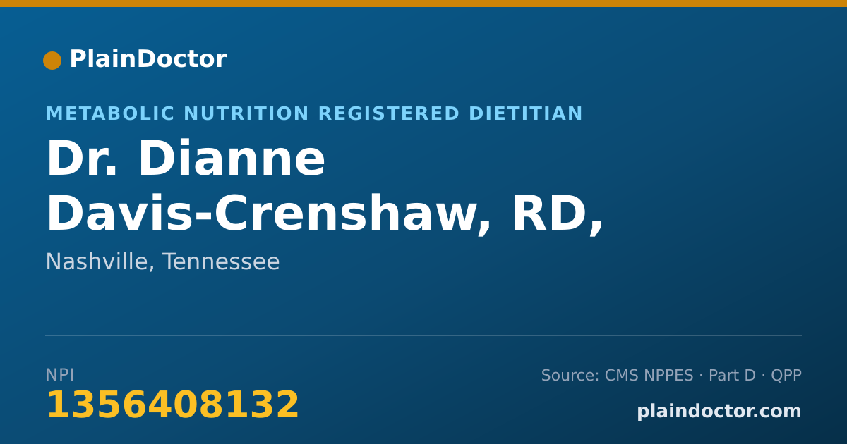 Shareable card for Dianne Davis-Crenshaw, RD, LDN, CDE - Metabolic Nutrition Registered Dietitian, Nashville, TN