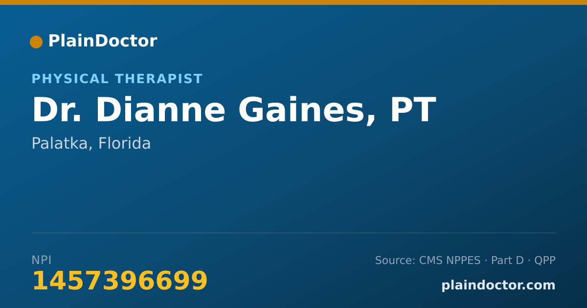 Shareable card for Dianne Gaines, PT - Physical Therapist, Palatka, FL