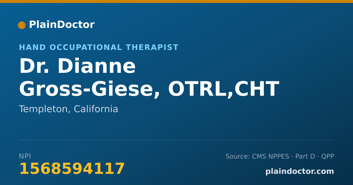 Shareable card for Dianne Gross-Giese, OTRL,CHT - Hand Occupational Therapist, Templeton, CA