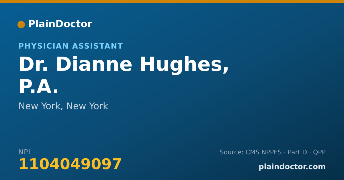 Shareable card for Dianne Hughes, P.A. - Physician Assistant, New York, NY