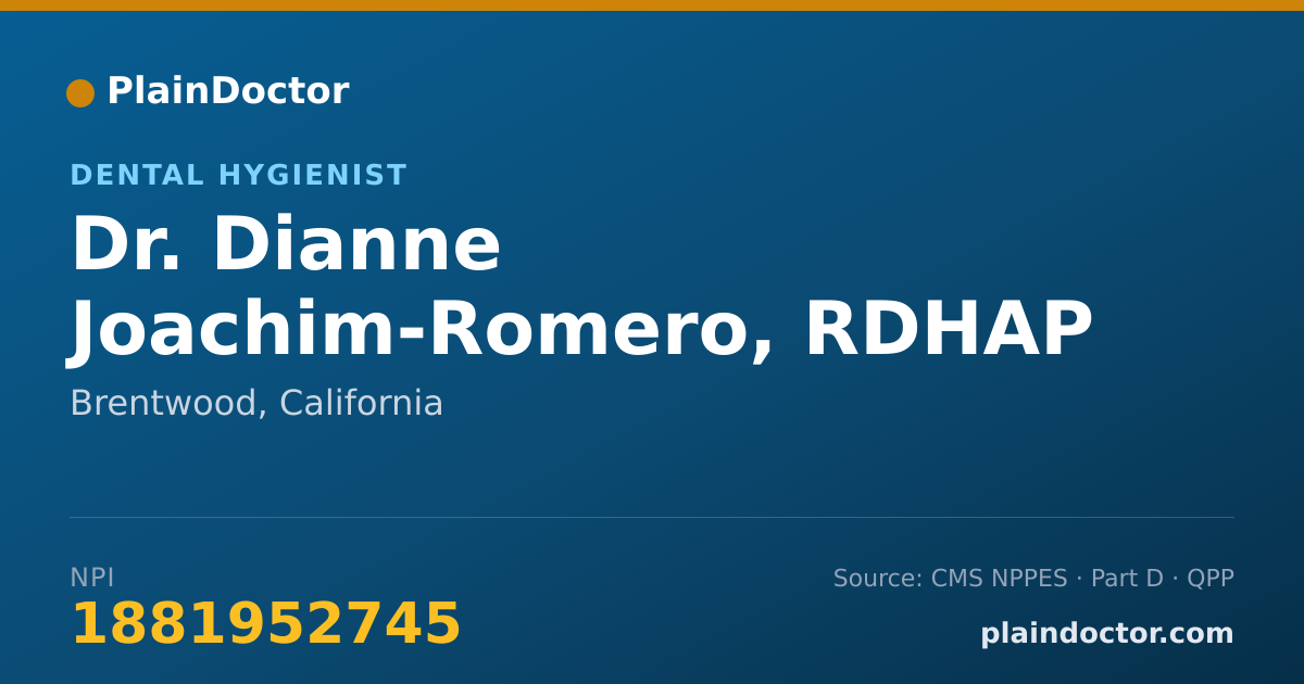 Shareable card for Dianne Joachim-Romero, RDHAP - Dental Hygienist, Brentwood, CA