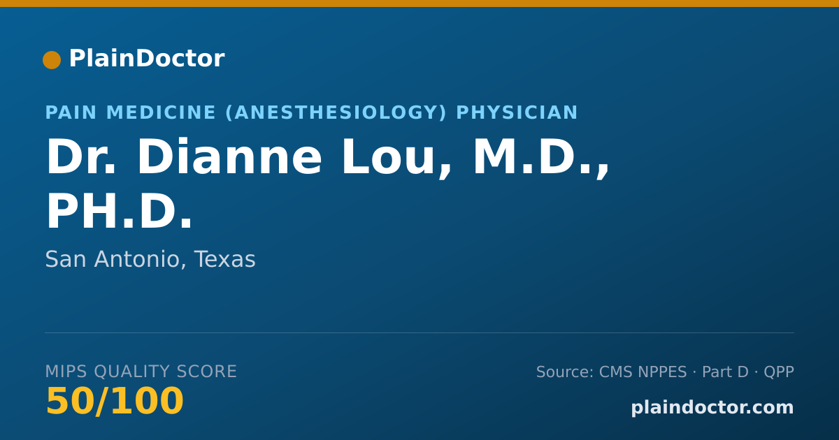 Shareable card for Dianne Lou, M.D., PH.D. - Pain Medicine (Anesthesiology) Physician, San Antonio, TX