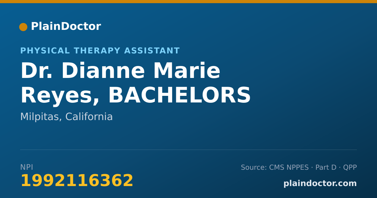 Shareable card for Dianne Marie Reyes, BACHELORS DEGREE - Physical Therapy Assistant, Milpitas, CA