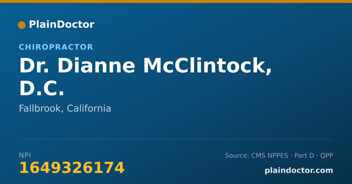 Shareable card for Dianne McClintock, D.C. - Chiropractor, Fallbrook, CA