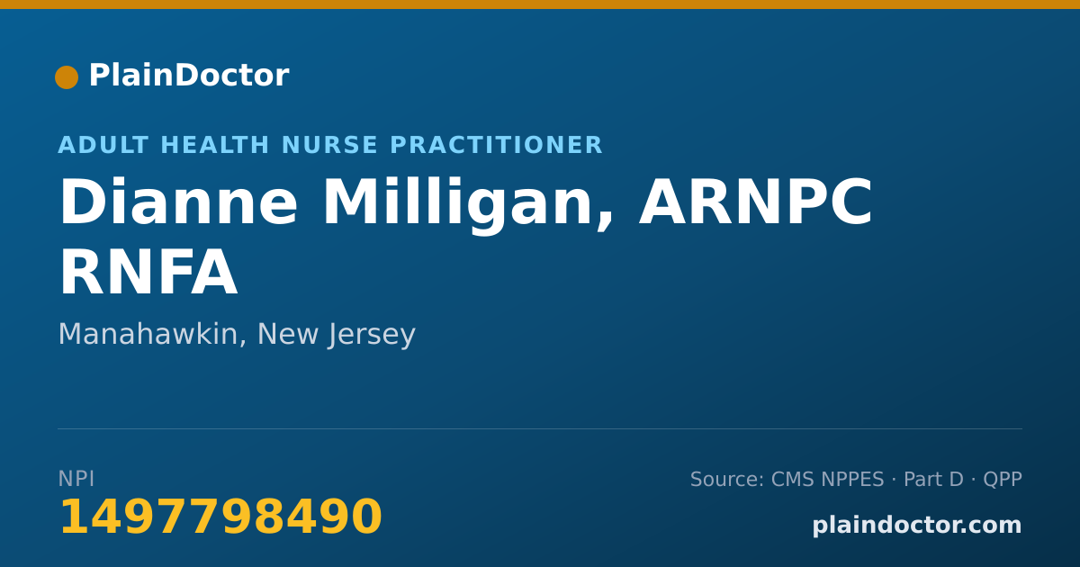 Shareable card for Dianne Milligan, ARNPC RNFA - Adult Health Nurse Practitioner, Manahawkin, NJ