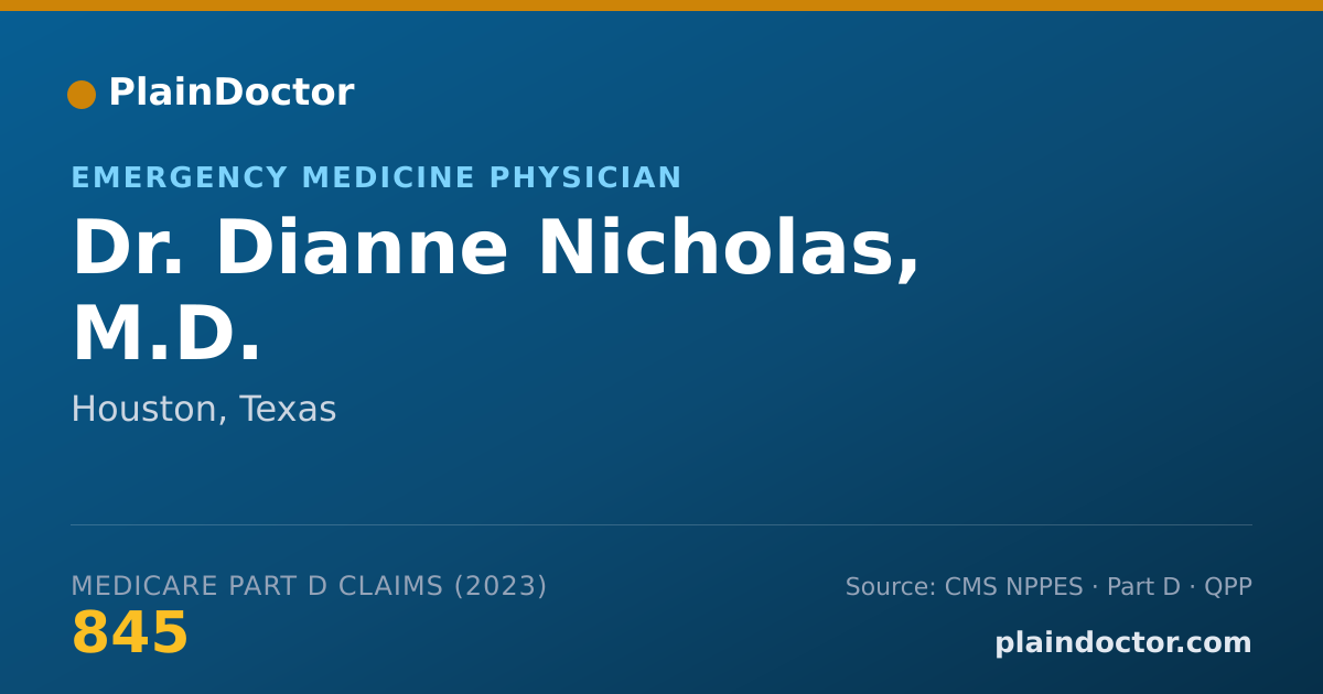 Shareable card for Dianne Nicholas, M.D. - Emergency Medicine Physician, Houston, TX
