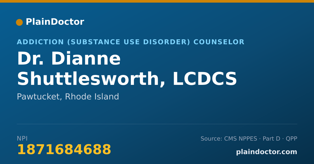 Shareable card for Dianne Shuttlesworth, LCDCS - Addiction (Substance Use Disorder) Counselor, Pawtucket, RI