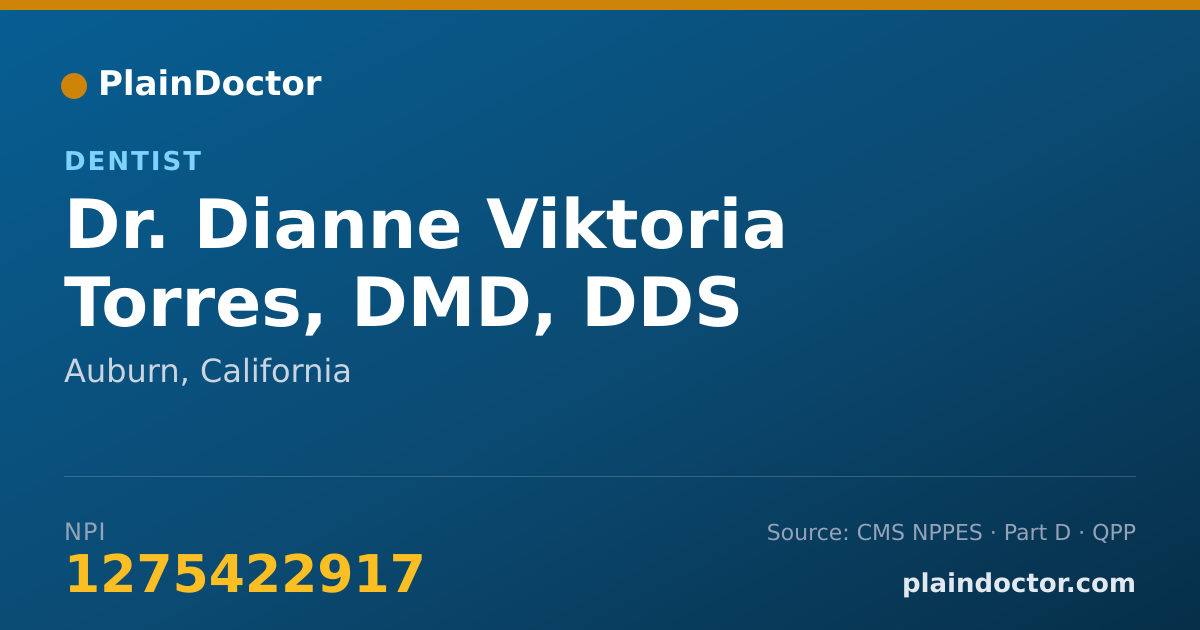 Shareable card for Dianne Viktoria Torres, DMD, DDS - Dentist, Auburn, CA