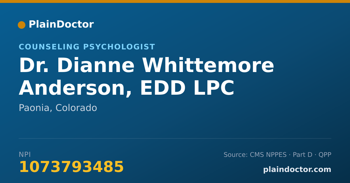 Shareable card for Dianne Whittemore Anderson, EDD LPC - Counseling Psychologist, Paonia, CO