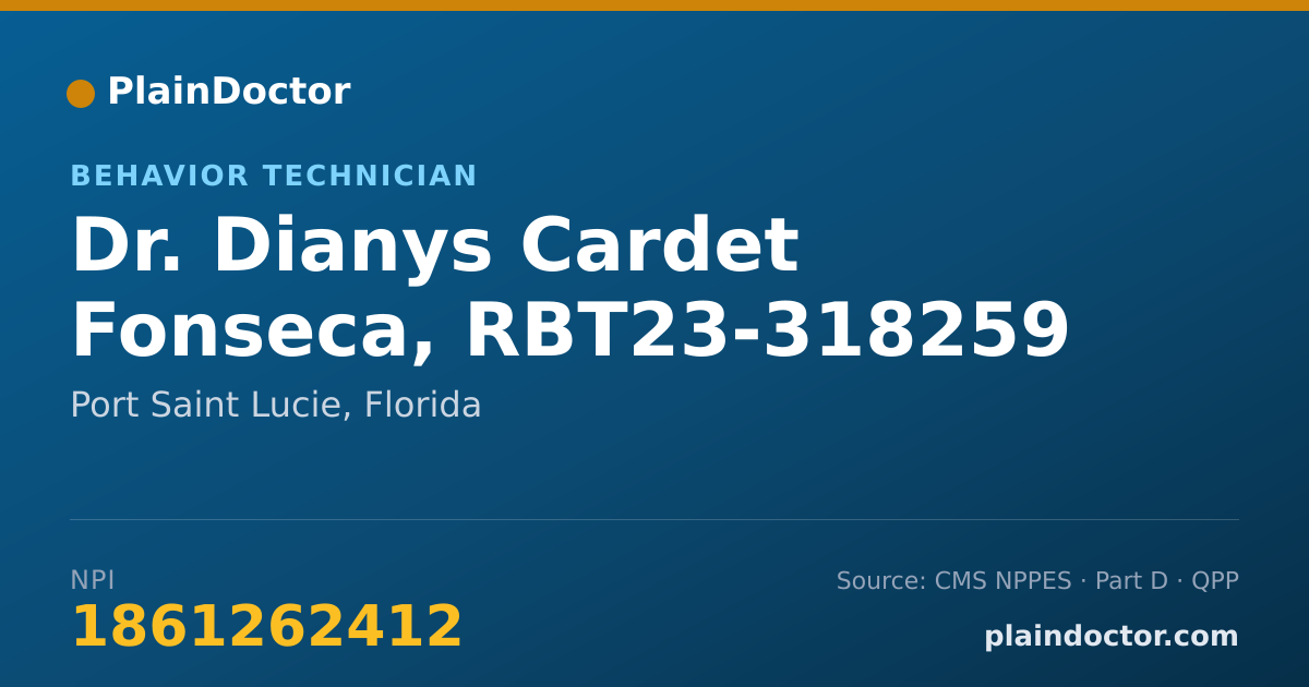 Shareable card for Dianys Cardet Fonseca, RBT23-318259 - Behavior Technician, Port Saint Lucie, FL