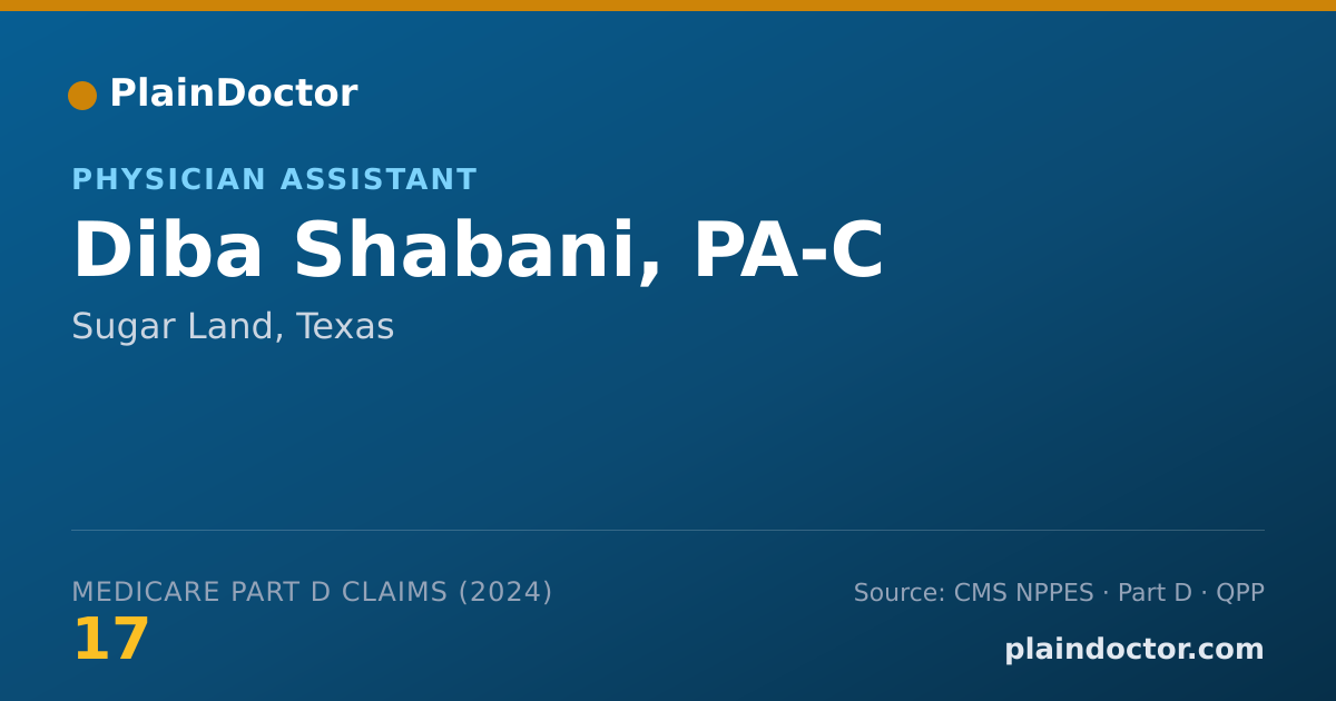 Shareable card for Diba Shabani, PA-C - Physician Assistant, Sugar Land, TX