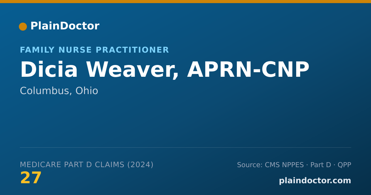 Shareable card for Dicia Weaver, APRN-CNP - Family Nurse Practitioner, Columbus, OH