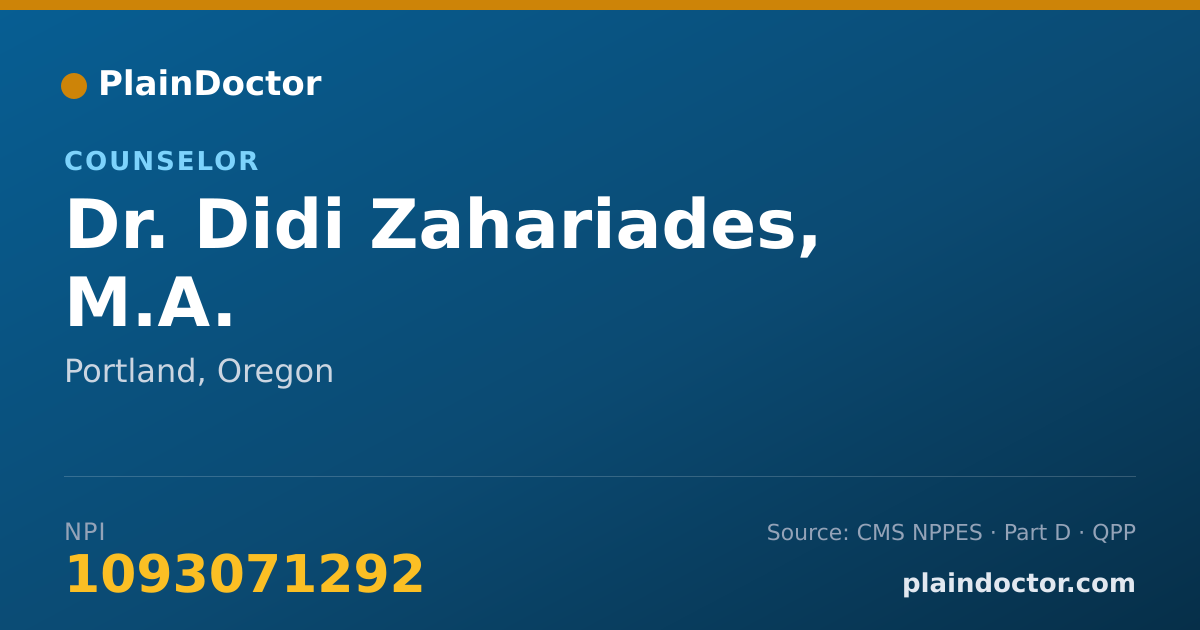 Shareable card for Didi Zahariades, M.A. - Counselor, Portland, OR