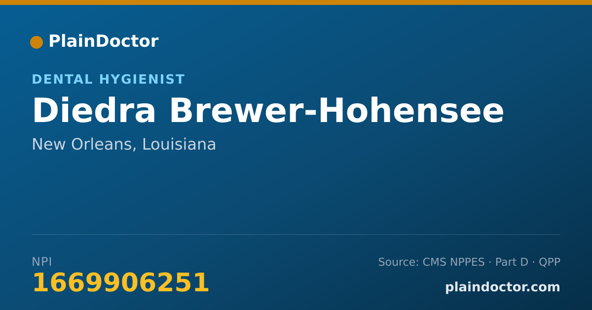 Shareable card for Diedra Brewer-Hohensee - Dental Hygienist, New Orleans, LA
