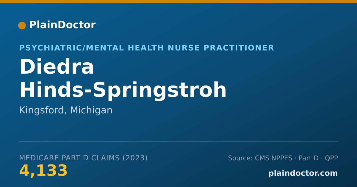 Shareable card for Diedra Hinds-Springstroh - Psychiatric/Mental Health Nurse Practitioner, Kingsford, MI