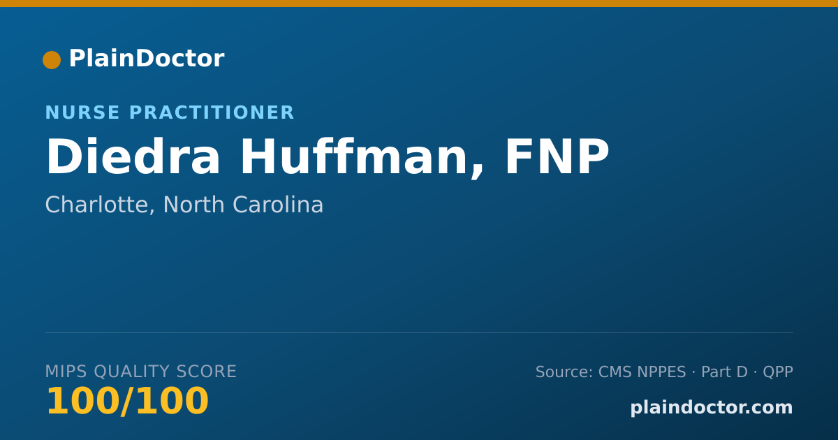 Shareable card for Diedra Huffman, FNP - Nurse Practitioner, Charlotte, NC
