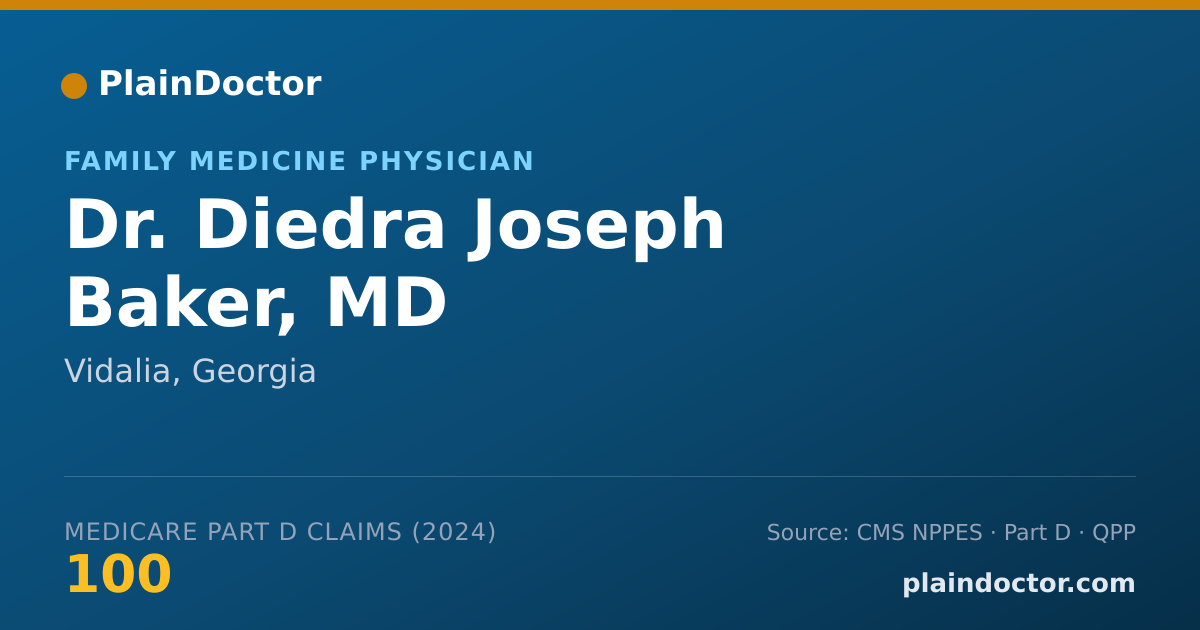 Shareable card for Diedra Joseph Baker, MD - Family Medicine Physician, Vidalia, GA