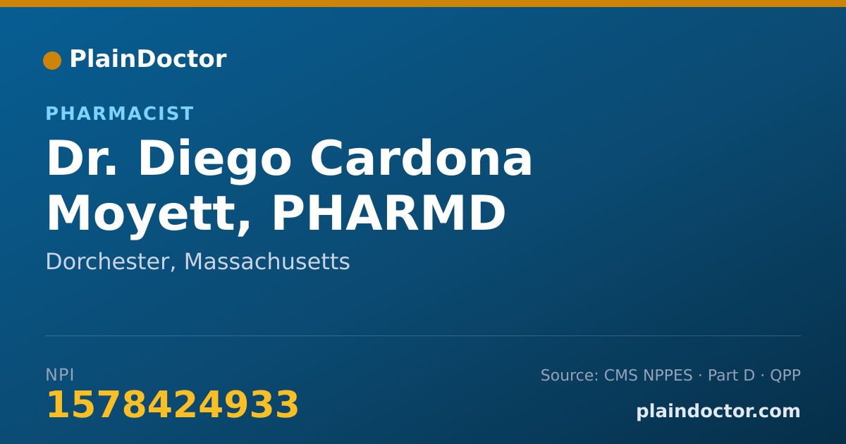 Shareable card for Diego Cardona Moyett, PHARMD - Pharmacist, Dorchester, MA