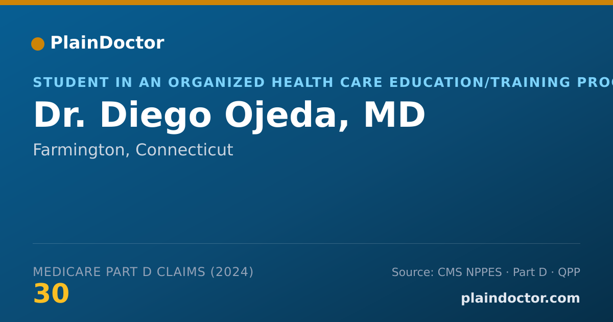 Shareable card for Diego Ojeda, MD - Student in an Organized Health Care Education/Training Program, Farmington, CT