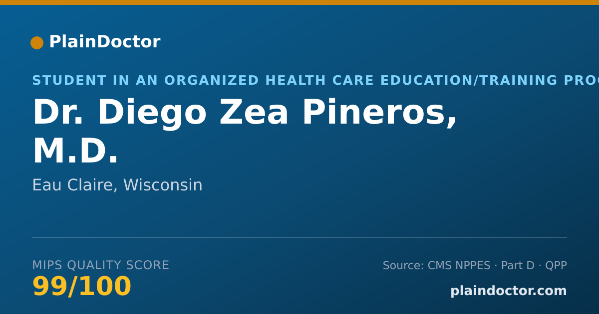 Shareable card for Diego Zea Pineros, M.D. - Student in an Organized Health Care Education/Training Program, Eau Claire, WI