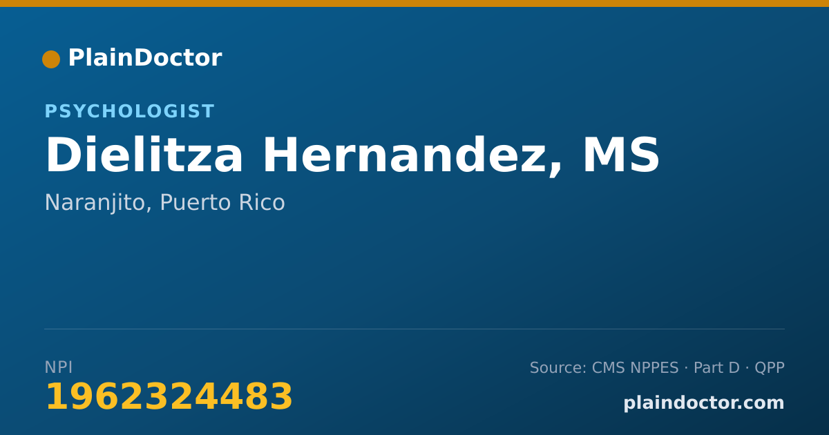 Shareable card for Dielitza Hernandez, MS - Psychologist, Naranjito, PR