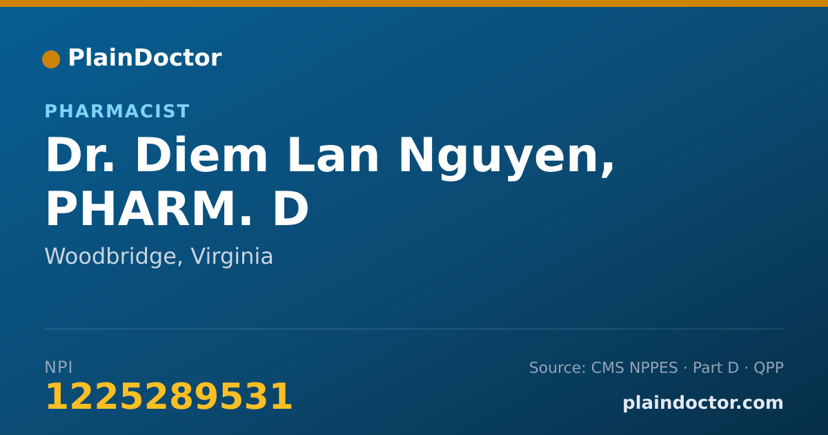 Shareable card for Diem Lan Nguyen, PHARM. D - Pharmacist, Woodbridge, VA
