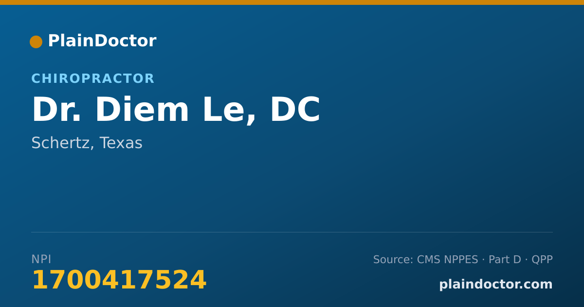 Shareable card for Diem Le, DC - Chiropractor, Schertz, TX
