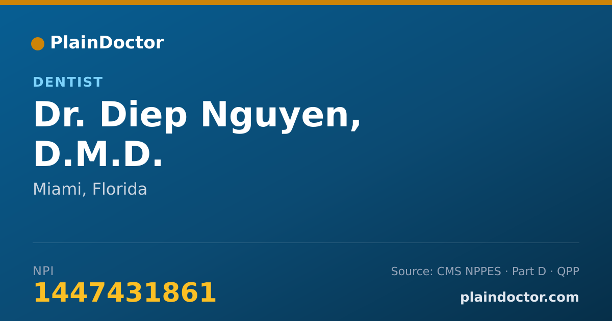 Shareable card for Diep Nguyen, D.M.D. - Dentist, Miami, FL