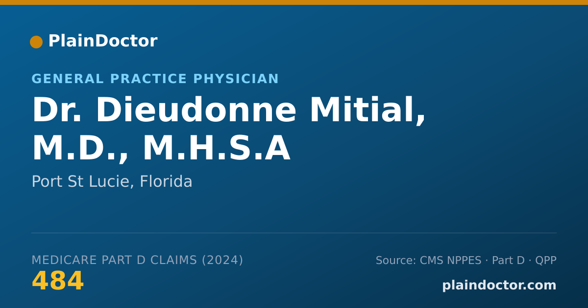 Shareable card for Dieudonne Mitial, M.D., M.H.S.A - General Practice Physician, Port St Lucie, FL