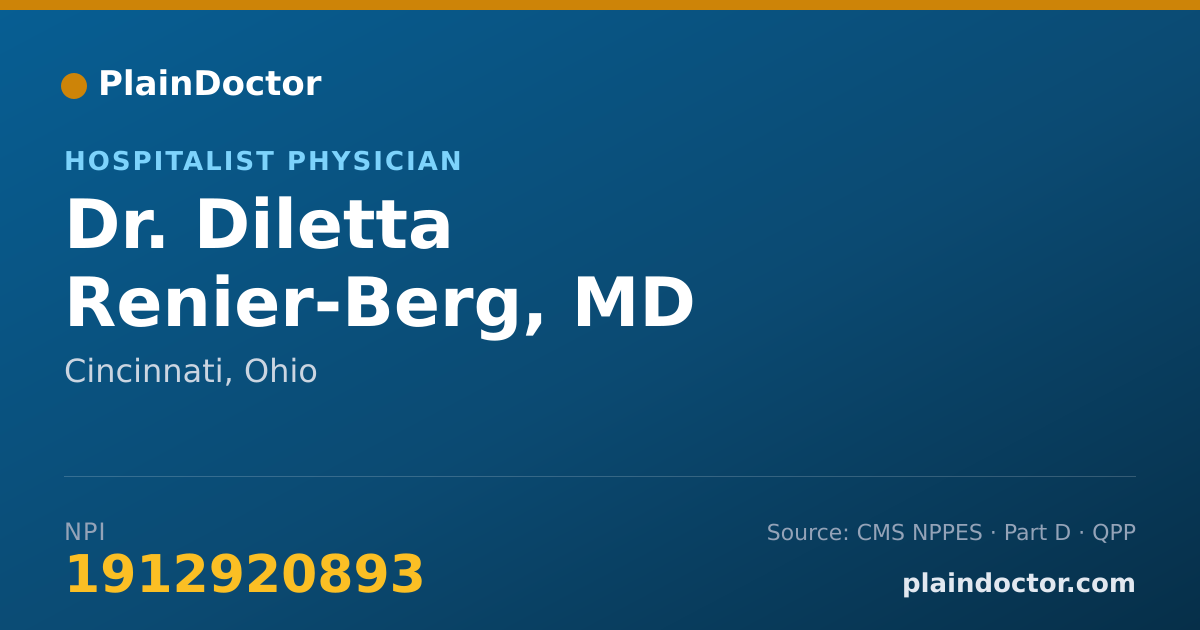 Shareable card for Diletta Renier-Berg, MD - Hospitalist Physician, Cincinnati, OH