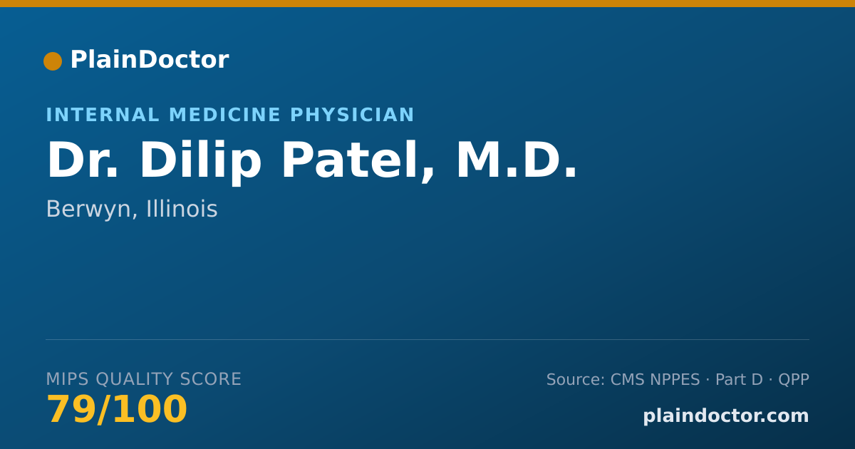 Shareable card for Dilip Patel, M.D. - Internal Medicine Physician, Berwyn, IL