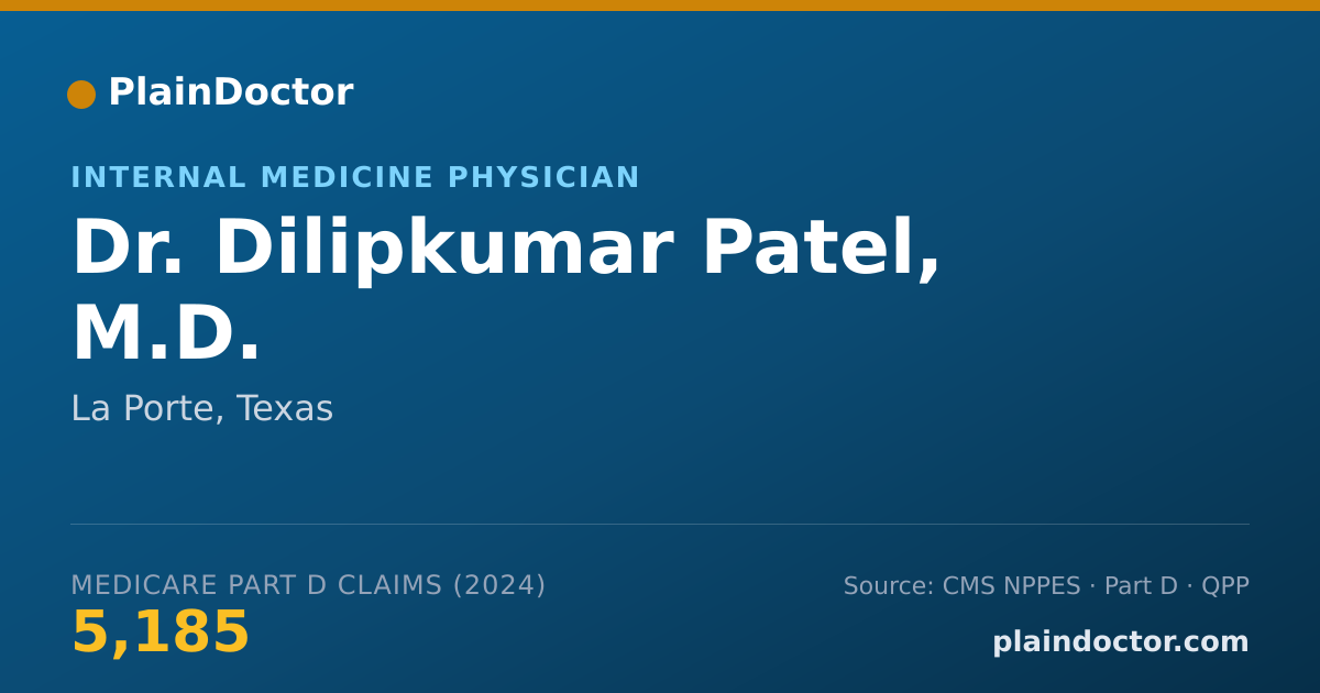 Shareable card for Dilipkumar Patel, M.D. - Internal Medicine Physician, La Porte, TX