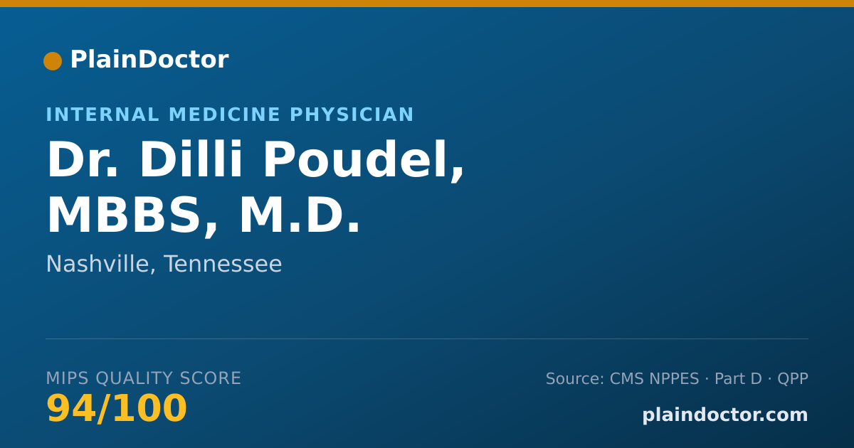 Shareable card for Dilli Poudel, MBBS, M.D. - Internal Medicine Physician, Nashville, TN